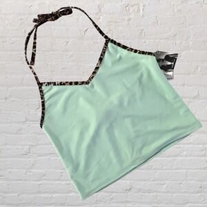 Baby Phat Girls Mint Green Animal Print Halter Swim Top Size 10 Adjustable NWT
